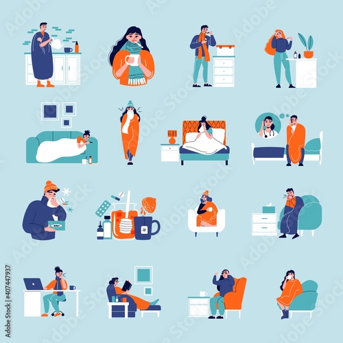Sick People Flu Icons