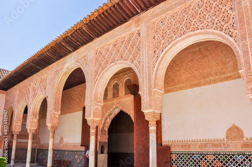 Court of the Myrtles architecture in Nasrid Palace,  Alhambra, Granada, Spain