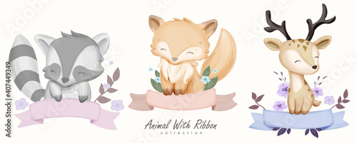 Cute Animal With Ribbon Template