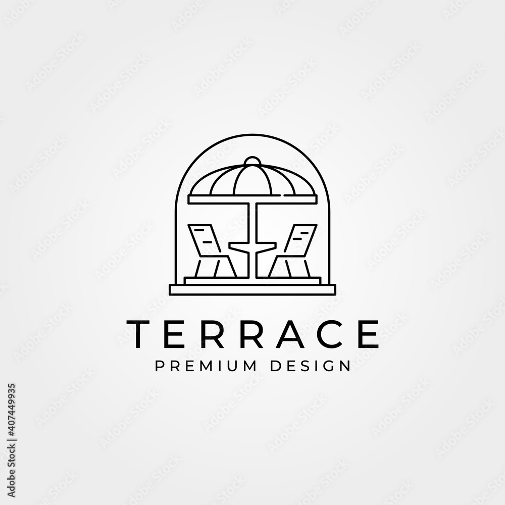 terrace cafe balcony logo line art vector symbol illustration design