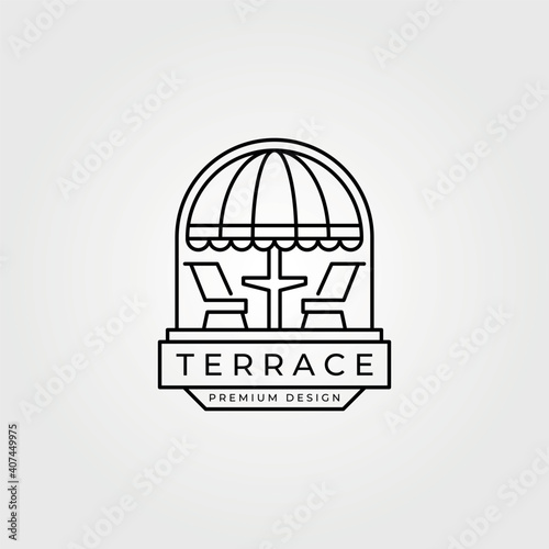 terrace cafe balcony logo line art vector symbol illustration design