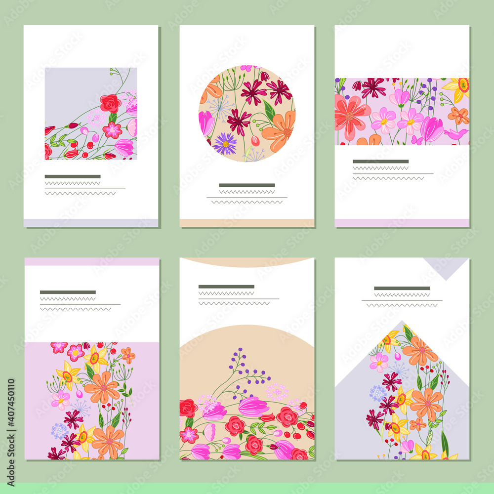 Set with different floral templates. Cards for your design