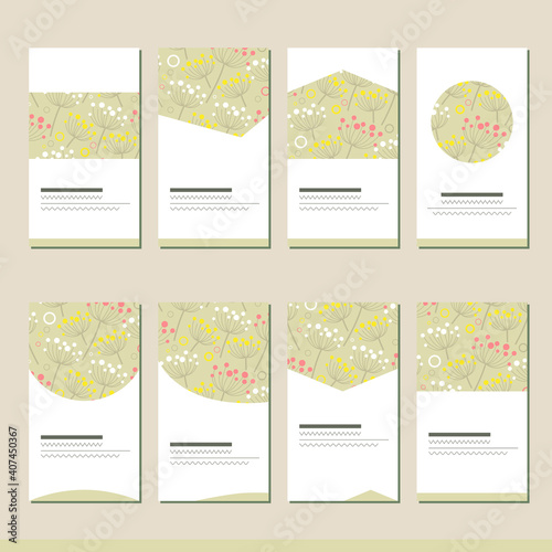 Set with different floral templates. Cards for your design