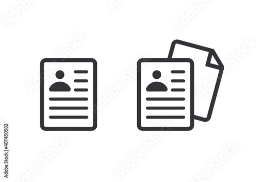 Document icon. Profile sign. Paper icon. Prepare document. Personal document. Copy file. Worksheet icon. File icon. Pictogram letter. Office documents. File sharing. Personal document. Application 