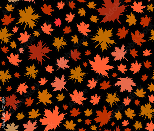 Colorful decorative vector seamless pattern with autumn maple leaves