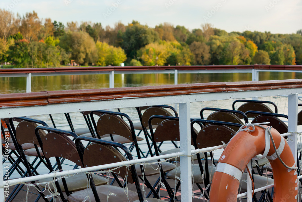 Deck of a pleasure boat on the Moskva River, Moscow - September 24, 2020