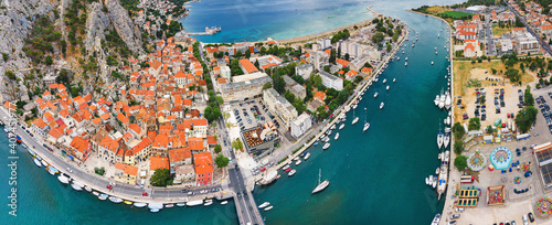 Landmarks of Croatia - impressive Omis town popular tourist destination for trekking and rafting over Cetina river