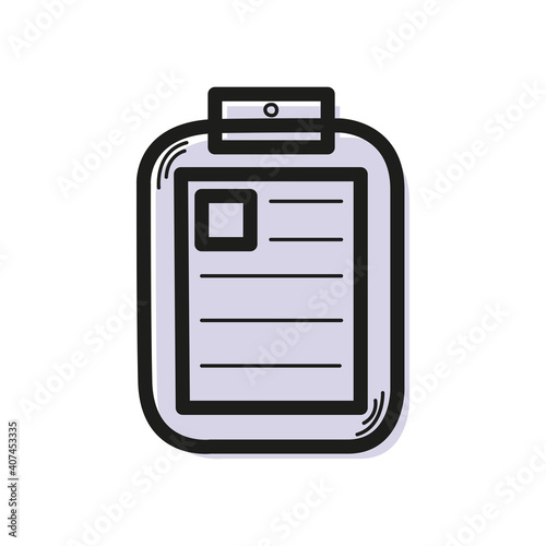 Vector linear color icon in the form of doctor's tablet with medical tablet with a history of disease