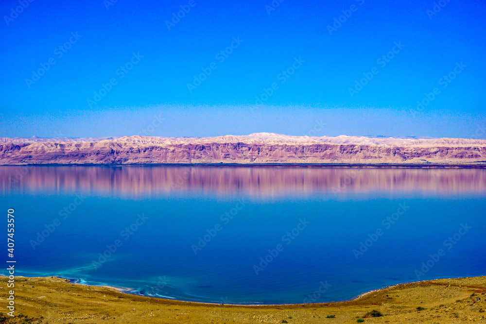 Jordan, view over the dead sea. Beautiful landscape 