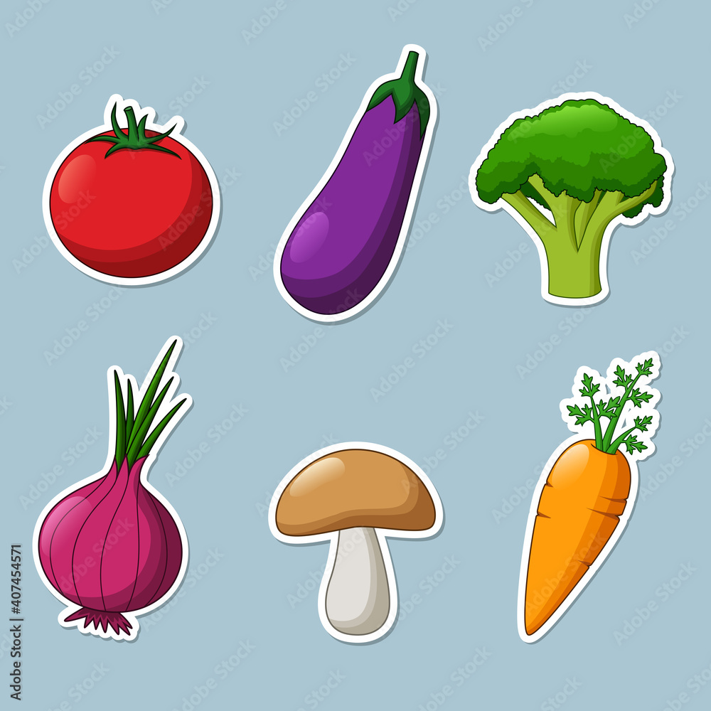 Set of vegetable stickers. vector illustration Set of vegetable stickers. vector illustration