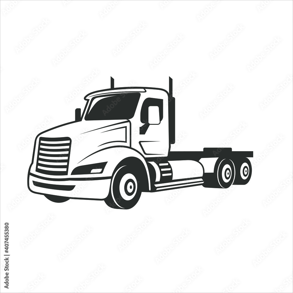 a illustration of trailer truck head or cabin, vector art.