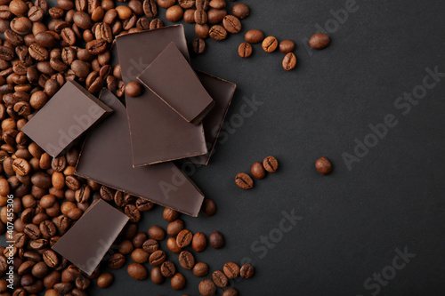 coffee beans and chocolate on the table