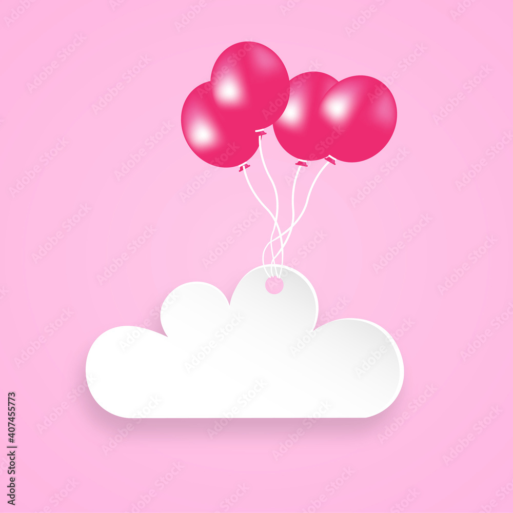 Cloud held with colorful balloons. Cloud lifted by balloons
