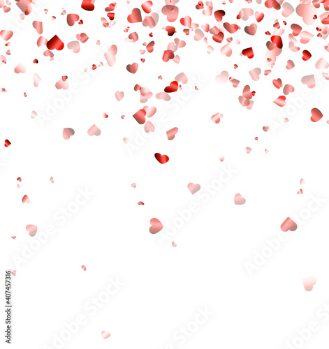 Red hearts confetti pattern background.