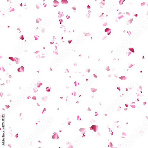 Pink hearts confetti pattern background.