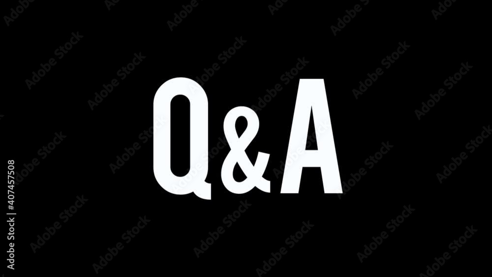 Glitched text questions and answers concept Q and A design motion graphic. Distorted glitch style modern background. Available in 4K FullHD video render footage