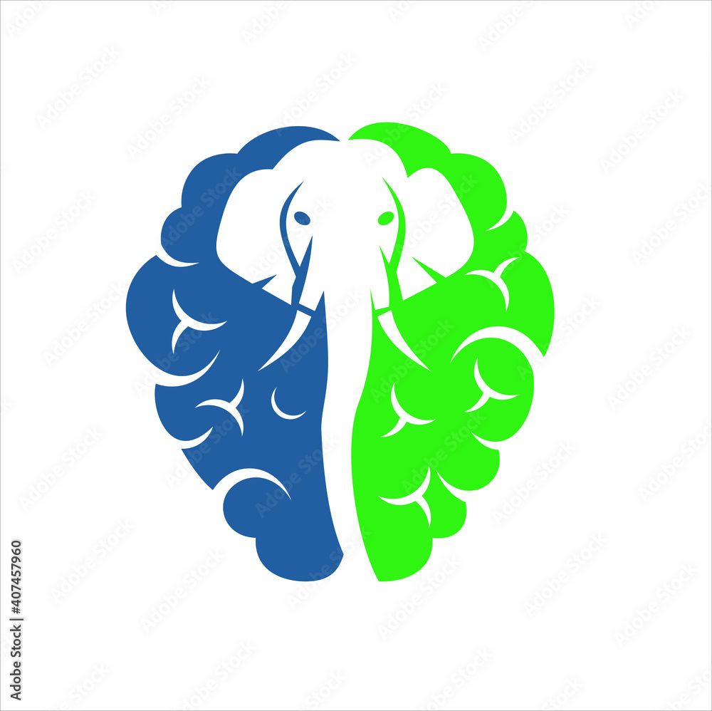 illustration of a brain combined elephant head.