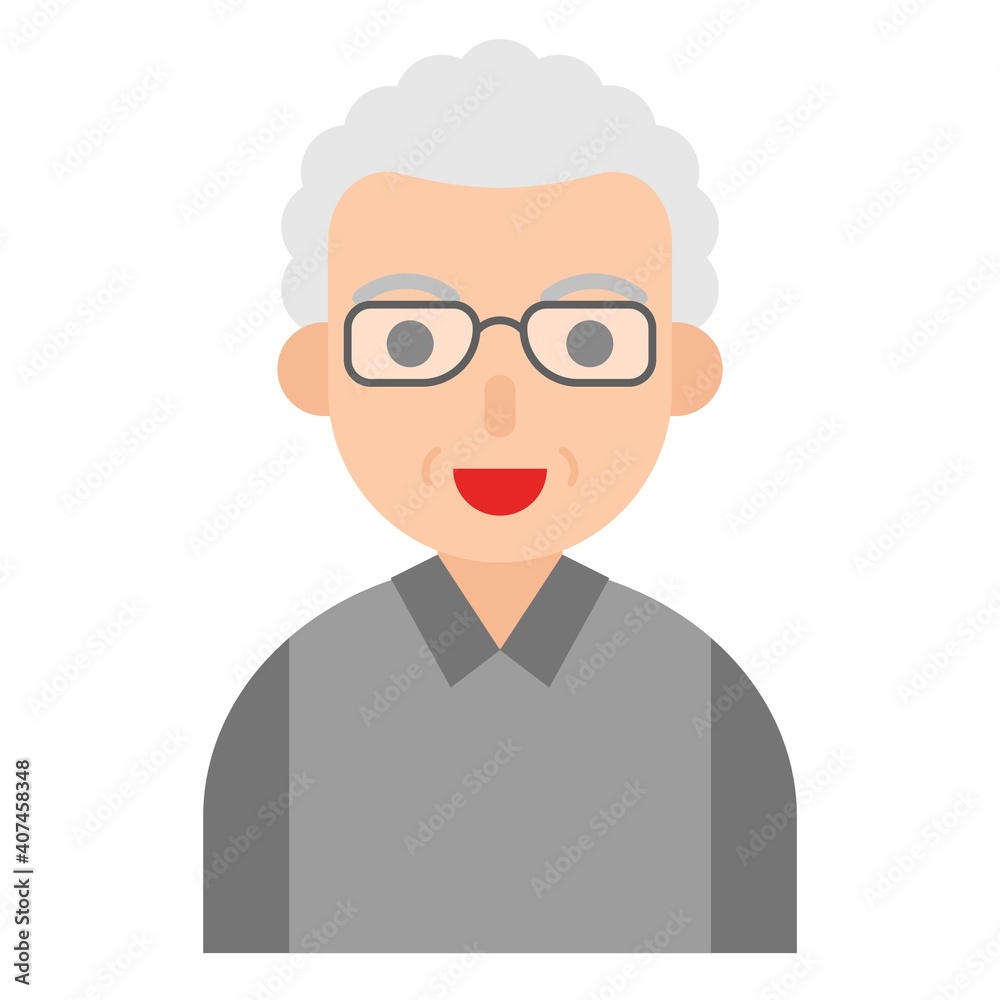 Elderly Man avatar flat icon, vector illustration