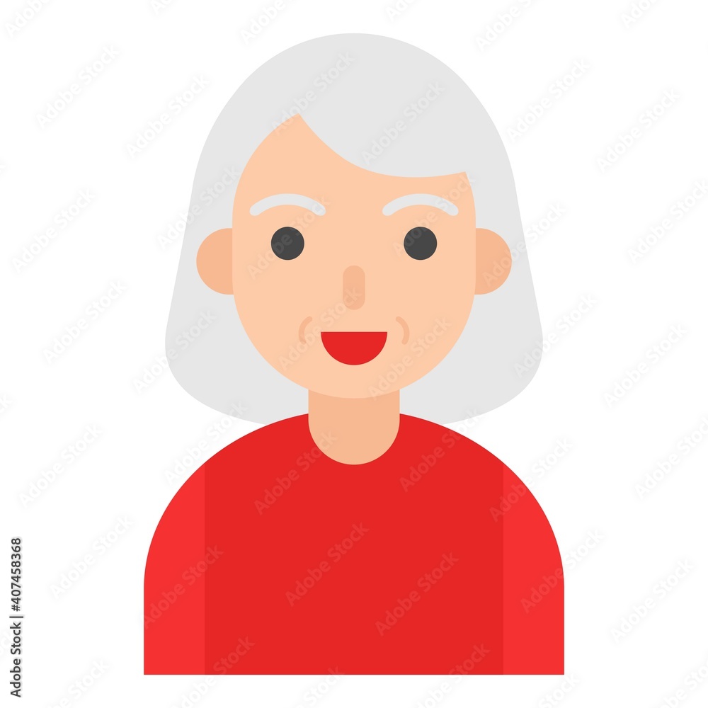 Elderly Woman avatar flat icon, vector illustration