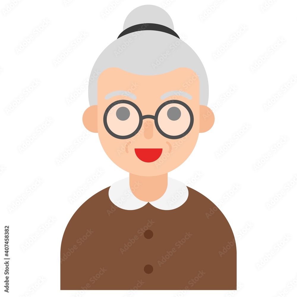 Elderly Woman avatar flat icon, vector illustration Elderly Woman avatar flat icon, vector illustration