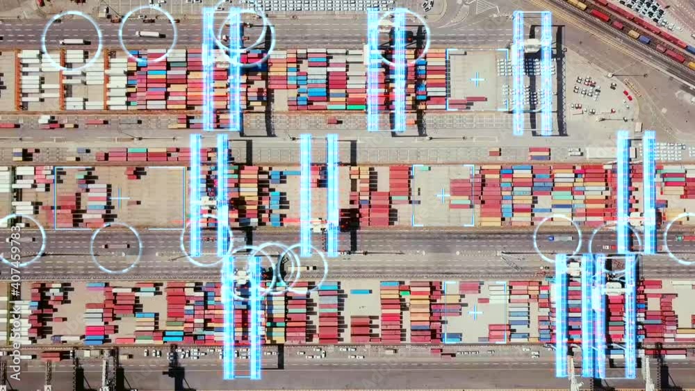 Port Container yard concept, based on real footage with Truck and Crane tracking overlay.