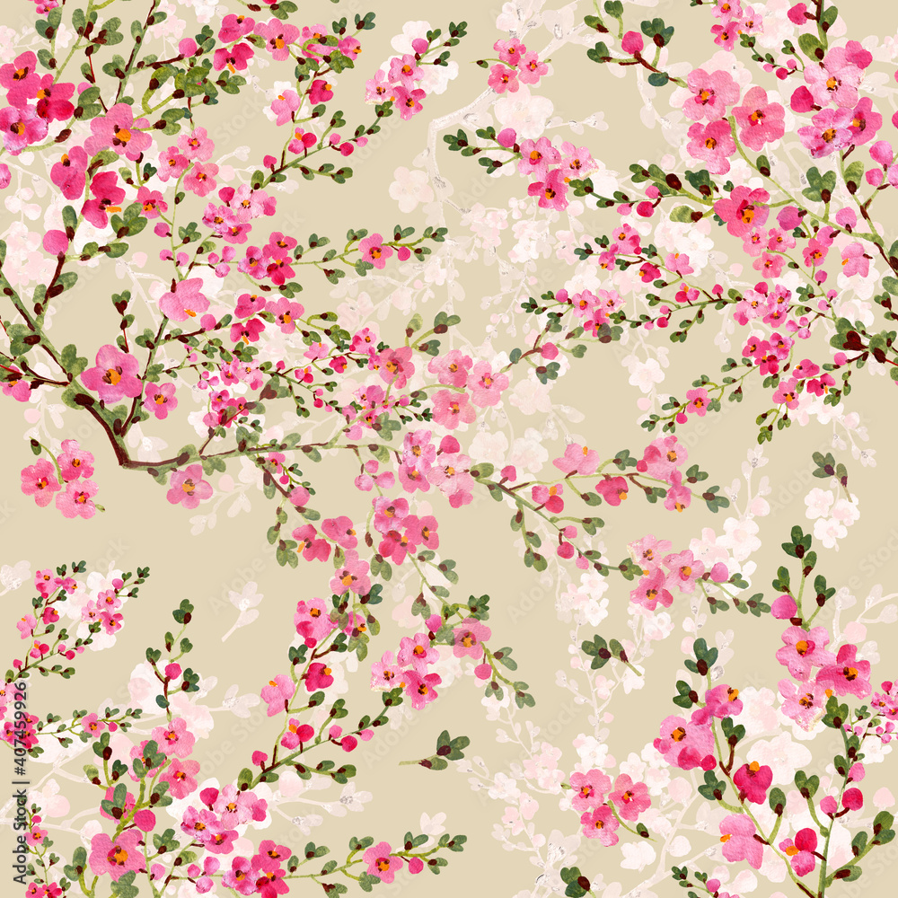 seamless pattern of spring flowers