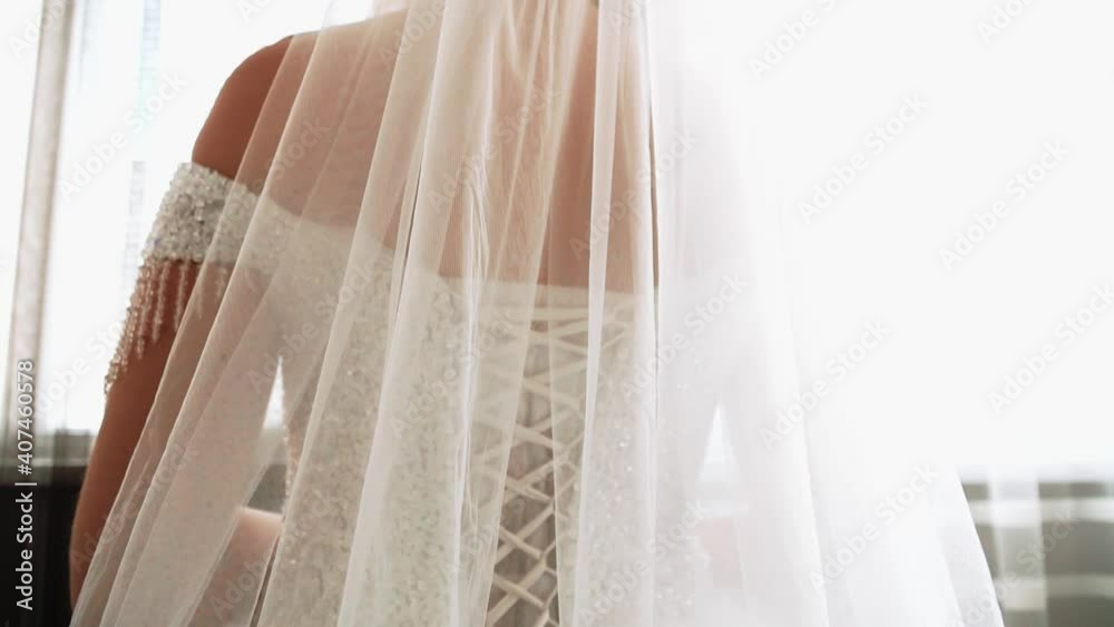 Part of the bride's white wedding dress Part of the bride's white wedding dress