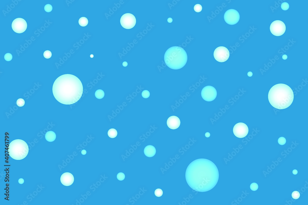 Memphis style polka dots on blue background.