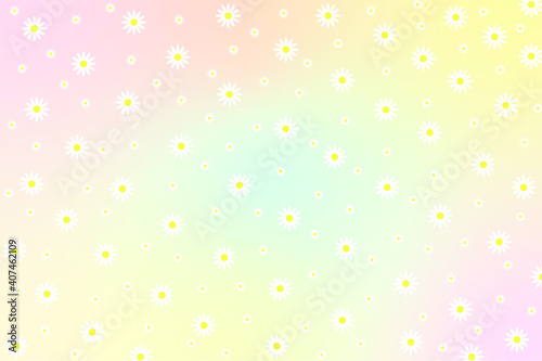 Seamless pattern with chamomile flowers on Pastel colors background.