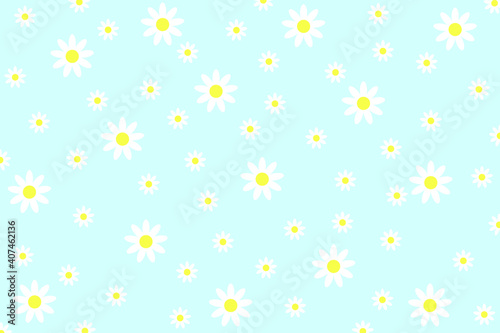 Seamless pattern with chamomile flowers on Pastel colors background.