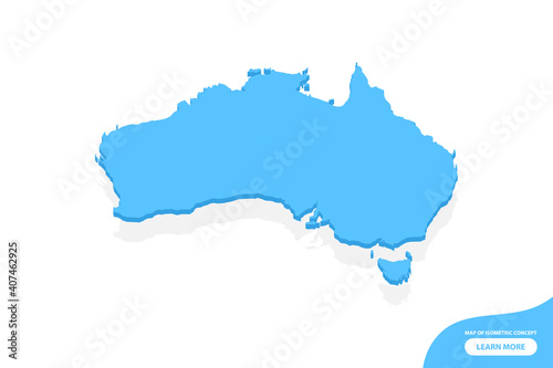 Vector modern isometric concept greeting Card map of Australia on blue background illustration eps 10.