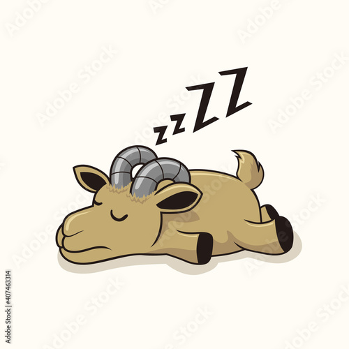 Lazy Goat Sleep Cartoon Animals