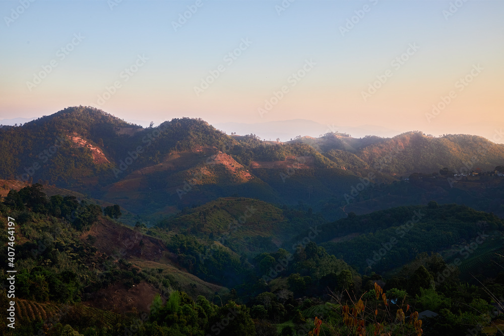 View of mountain in Doi Mae Salong, Chiang Rai, Thailand View of mountain in Doi Mae Salong, Chiang Rai, Thailand