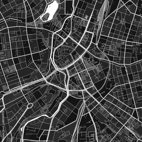 Chemnitz, Germany dark vector art map