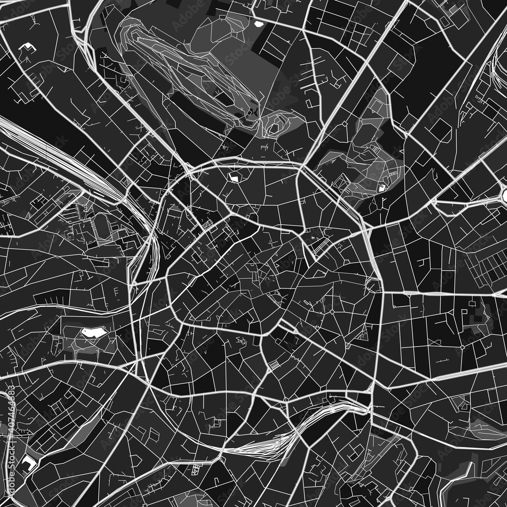 Fototapeta Aachen, Germany dark vector art map
