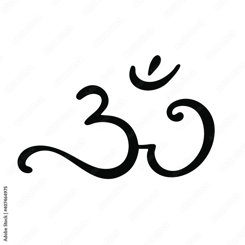 Om, Aum, primordial sound. Single element. The original mantra. Spiritual symbol in Indian religion. Hand-drawn. Doodle, sketch, icon. Vector illustration for design, prints. On white background. Om, Aum, primordial sound. Single element. The original mantra. Spiritual symbol in Indian religion. Hand-drawn. Doodle, sketch, icon. Vector illustration for design, prints. On white background.