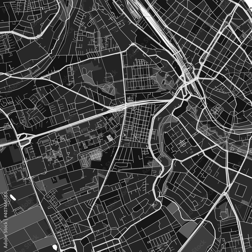 Mainz, Germany dark vector art map