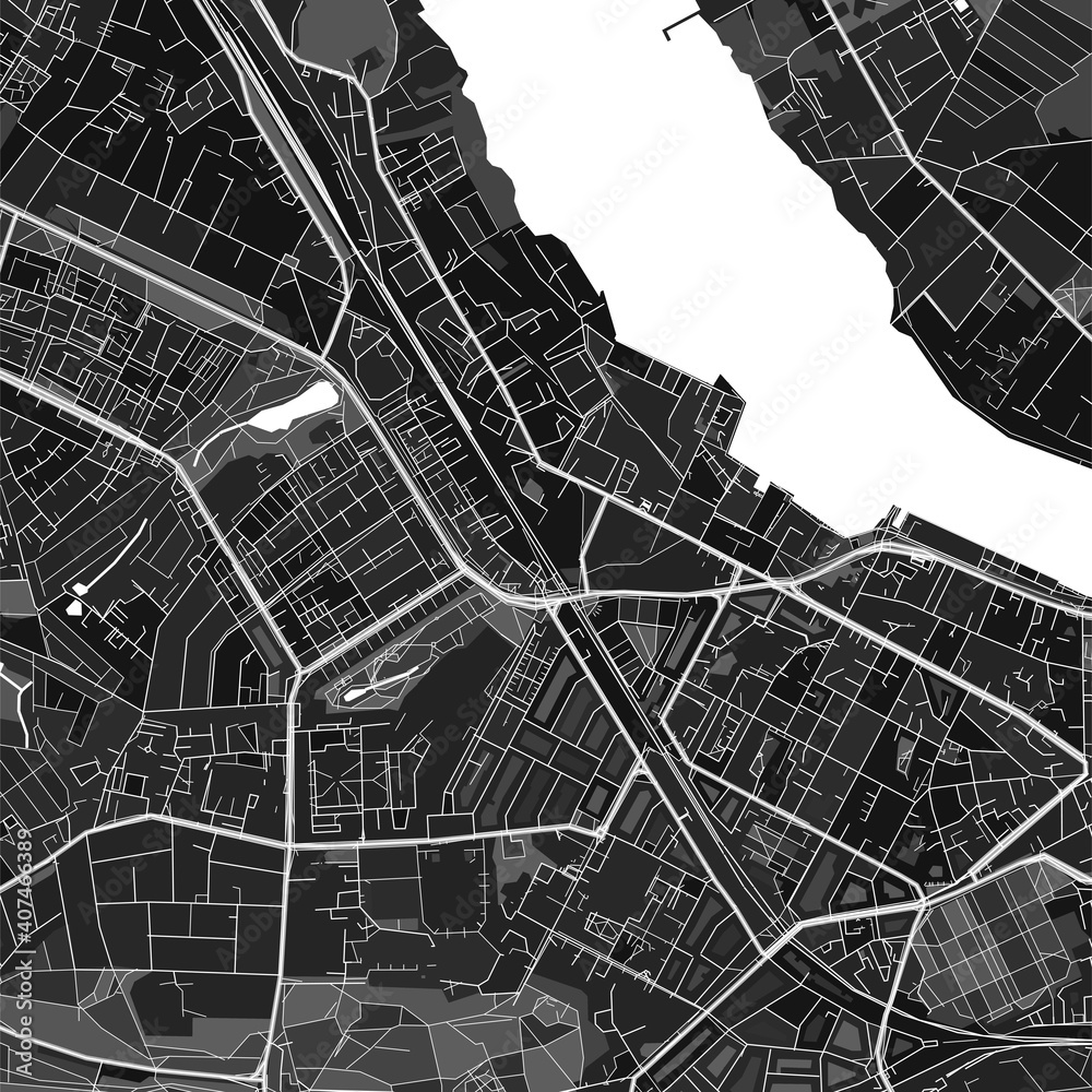 Rostock, Germany dark vector art map