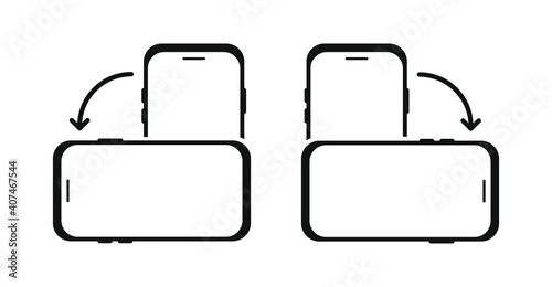 Rotate smartphone or cellular phone. Turn your device. Device rotation symbol. Vector illustration.