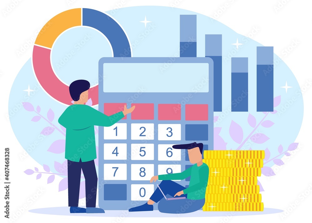Illustration vector graphic cartoon character of money and financial management Illustration vector graphic cartoon character of money and financial management