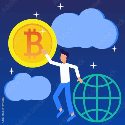 Illustration vector graphic cartoon character of bit coin