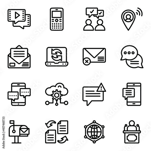 
Pack of Communication Glyph Icons
