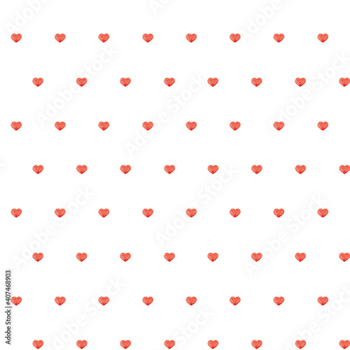 Aquarelle hand made pattern with hearts. Valentine's day, Birthday, Love