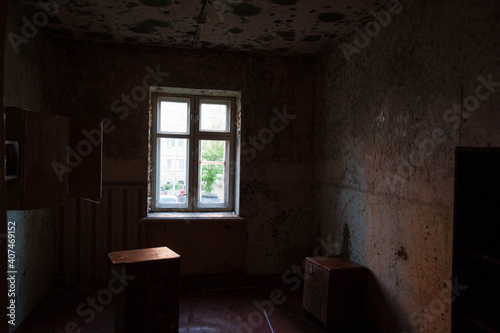 room in an abandoned building
