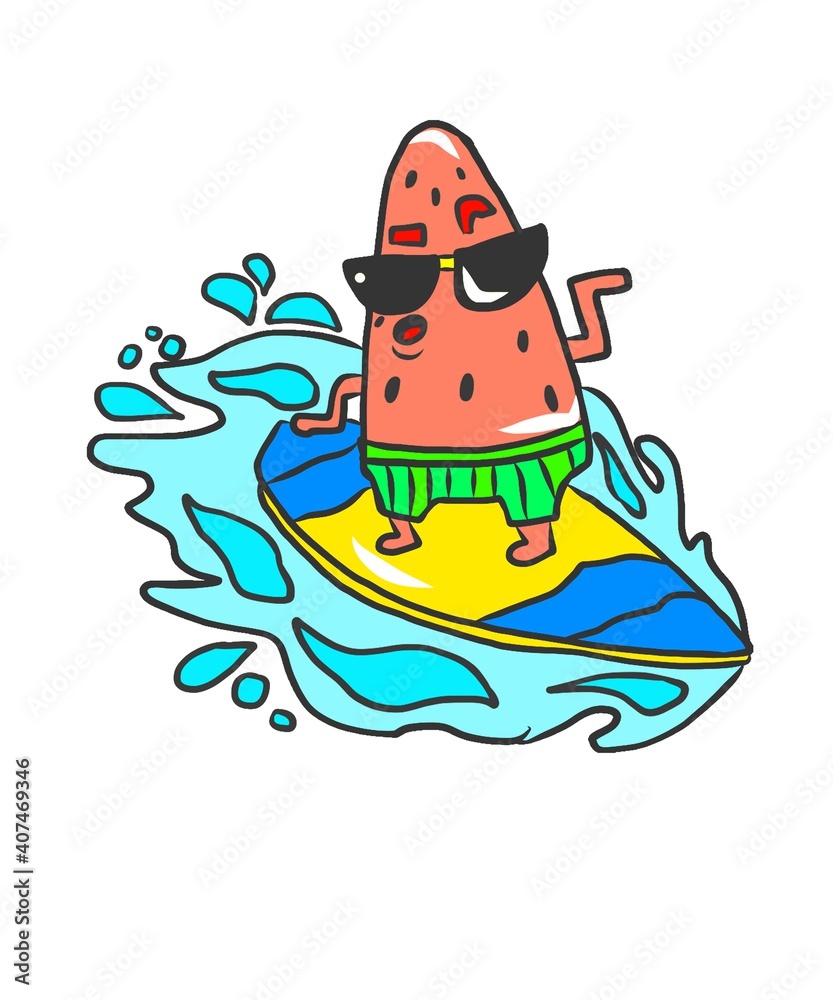 Sommer Urlaub Cartoon Lustig Strand Baden