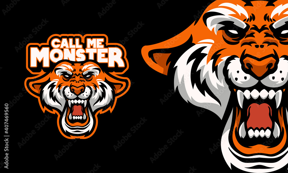 angry tiger head sports logo mascot vector illustration