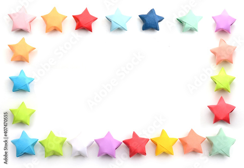 Colorful origami lucky stars border