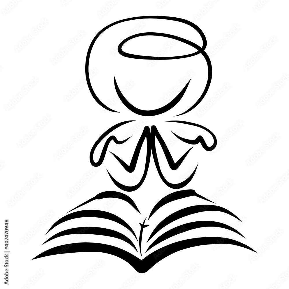 Fototapeta premium child prays to god over open bible