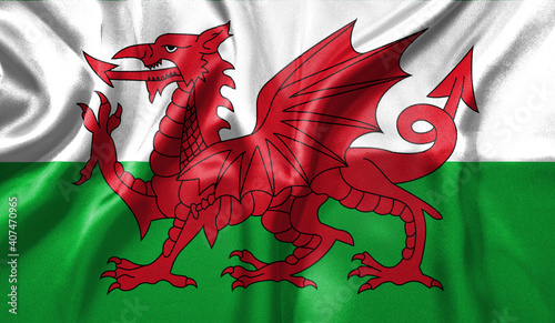 Fotografia Wales flag wave close up