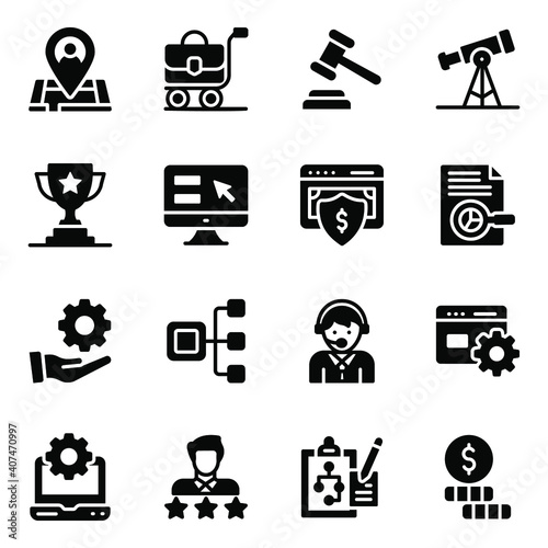 
Pack of Management and Equipment Glyph Icons  
